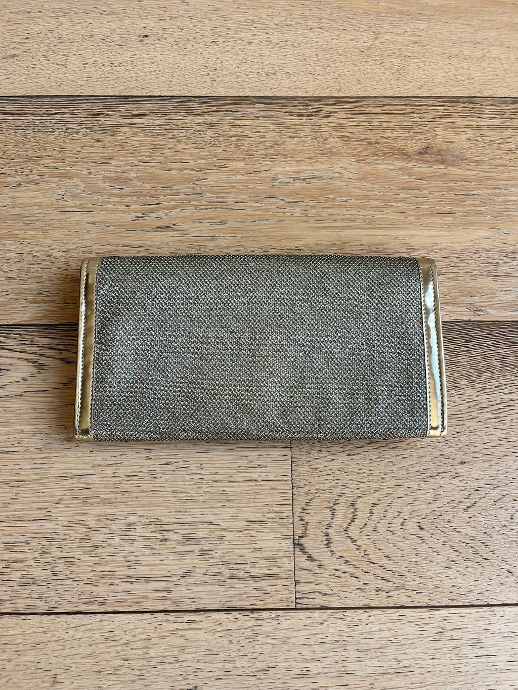 JIMMY CHOO gold sparkly clutch