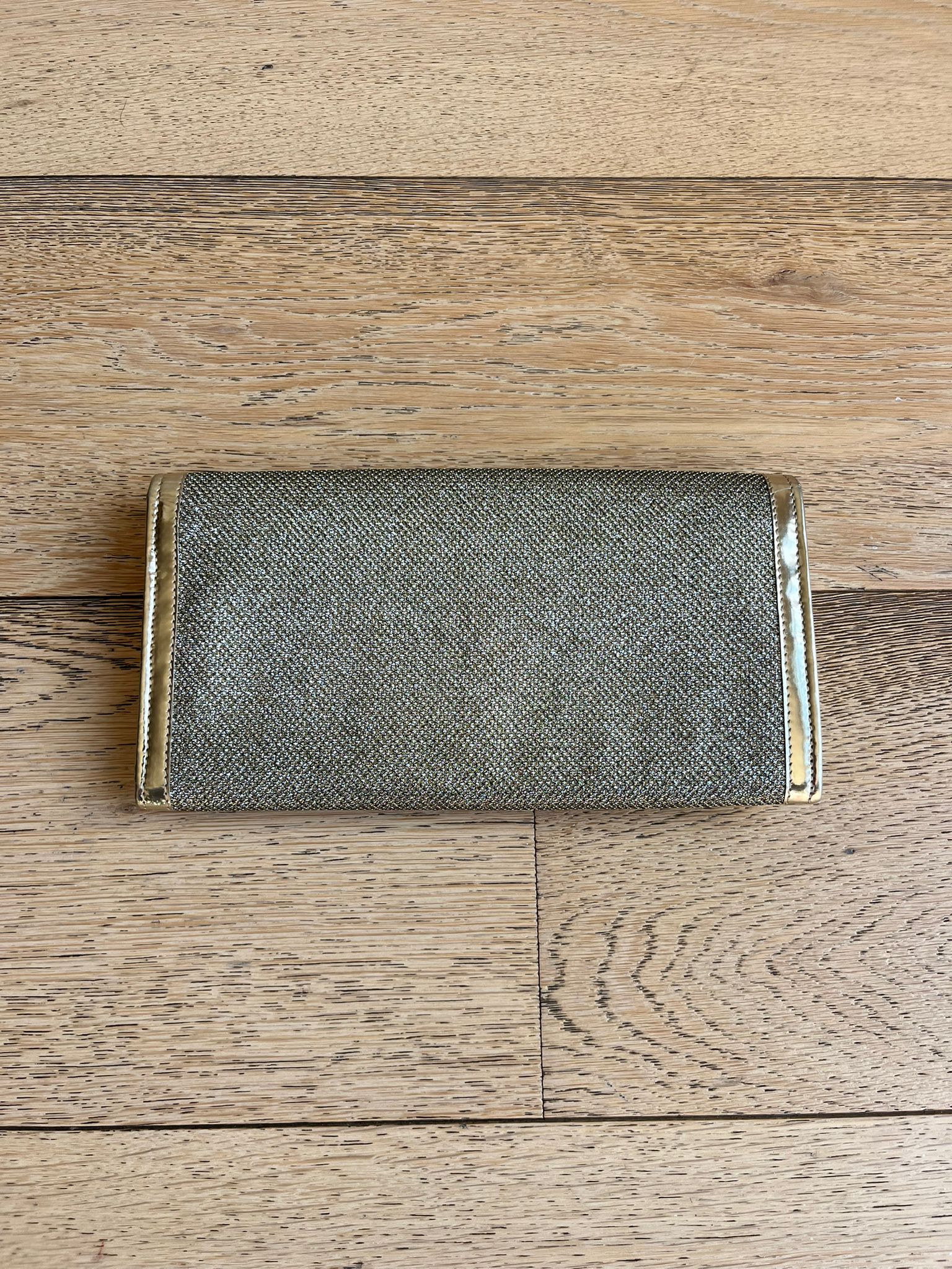 JIMMY CHOO gold sparkly clutch